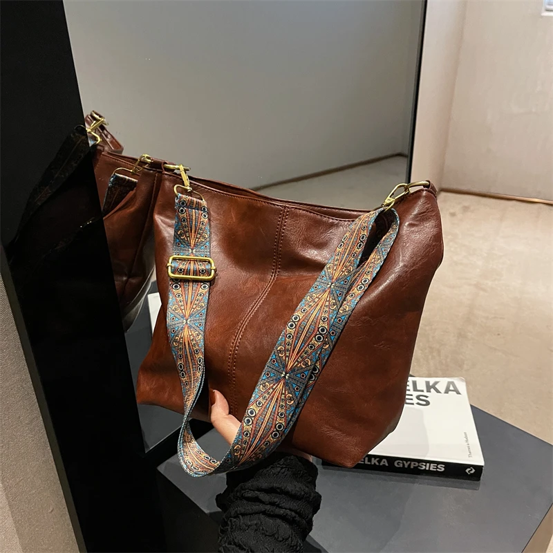 Frauen Vintage Umhängetasche geometrische Riemen Hobo Tasche große Kapazität Umhängetasche für Arbeit & Schule Handtasche Image