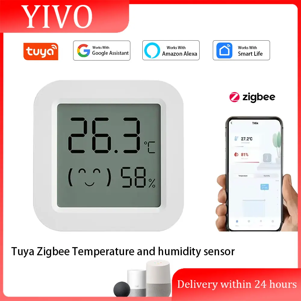 Tuya Zigbee 3,0 Temperatur Feuchtigkeit Sensor Smart Home Innen Hygrometer APP Überwachung Arbeit mit Google Home SmartLife Alexa Image