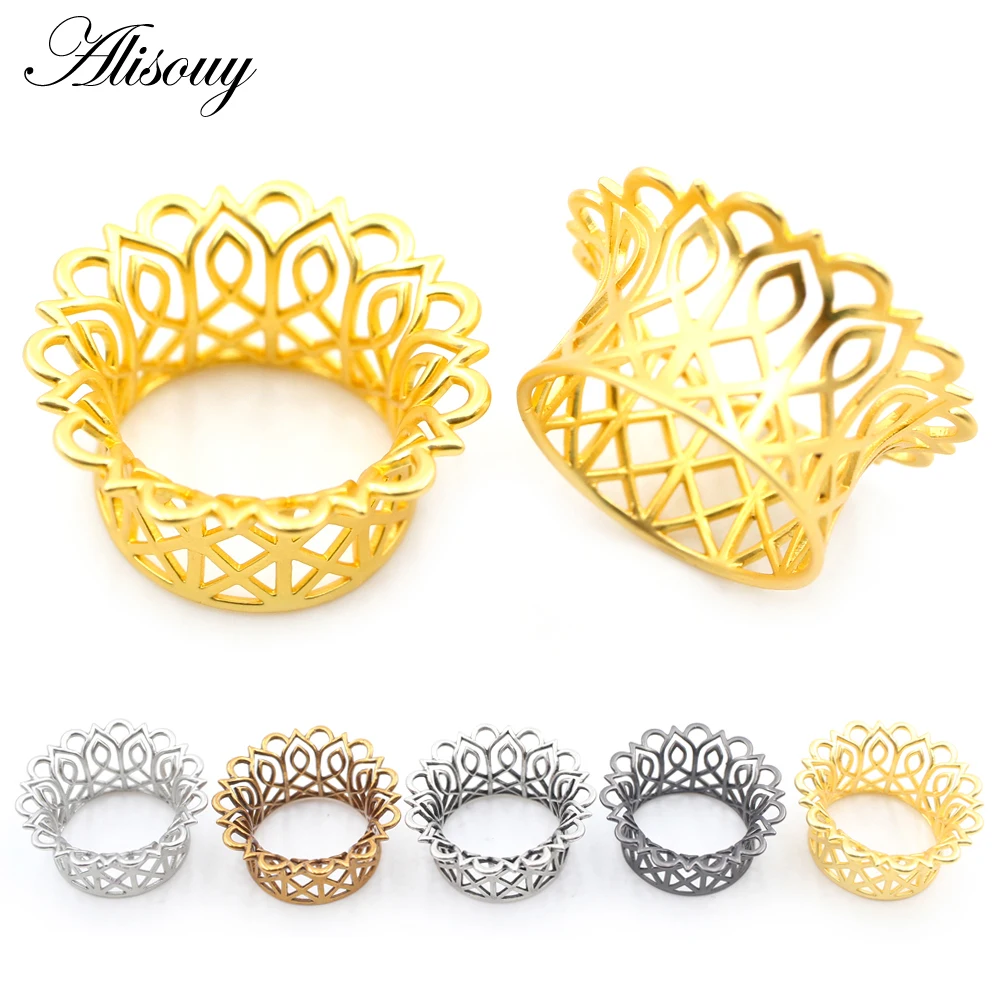 Alisouy 1PC 6-25mm Kupfer Hohle Blume Muster Ohr Tunnel Plugs Flesh Expander Bahren Messgeräte Ohrring piercing Körper Schmuck Image
