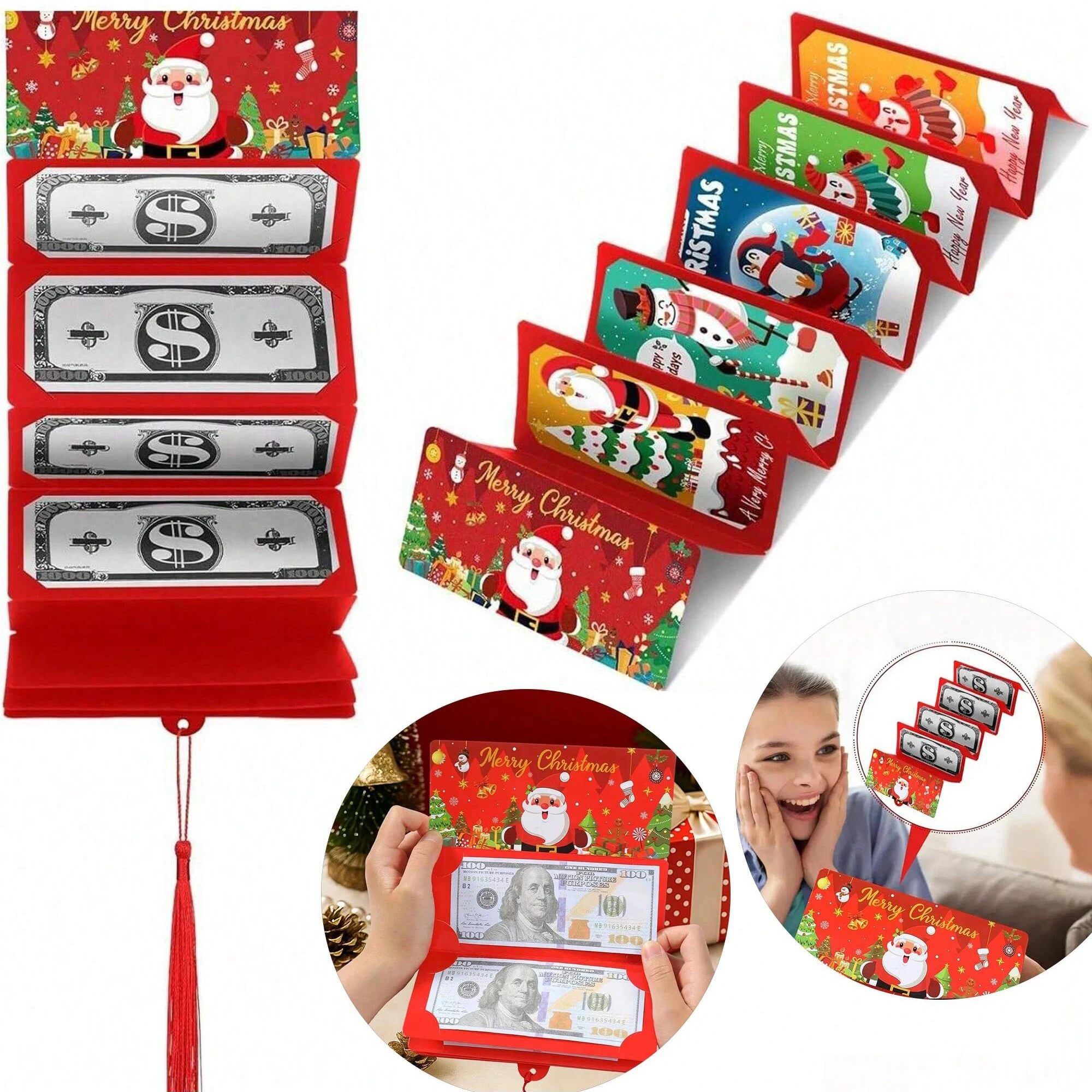 Weihnachten Geld Halter Brieftasche Grußkarte Kreative Geburtstag Klapp Bargeld Halter Roten Umschlag Weihnachten Geschenk Umschlag Für Kinder Image