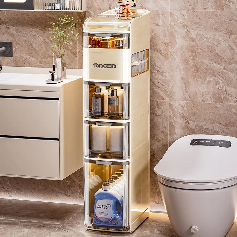 Badezimmer-Aufbewahrungsschrank für Spaltgarderobe, Badezimmerregal, Badezimmer-Toiletten-Aufbewahrungsschrank, Aufbewahrungsschrank auf der Toilette Image