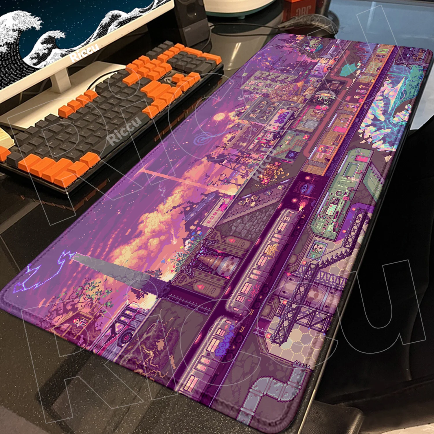 Mauspad Anime Street Computer Laptop Anime Tastaturmatte Gaming-Zubehör Gummi-Mauspad Tastaturen Gamer Dekoration Schreibtischunterlage Image