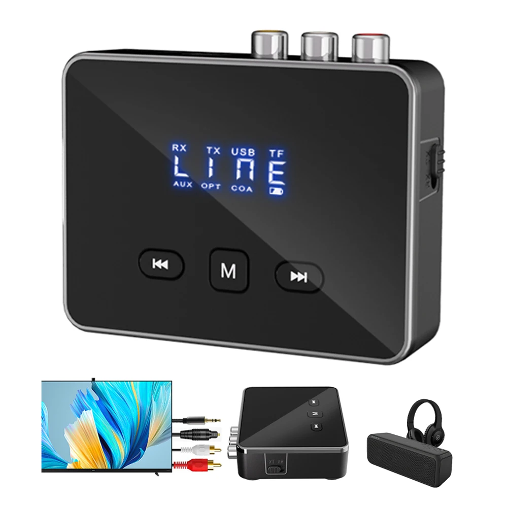 BT 5.4 Audio-Empfänger und -Sender AUX 3,5mm Klinke RCA Optischer Kabelloser Audio-Adapter für TV/Auto/PC/Heimstereoanlage/Lautsprecher Image