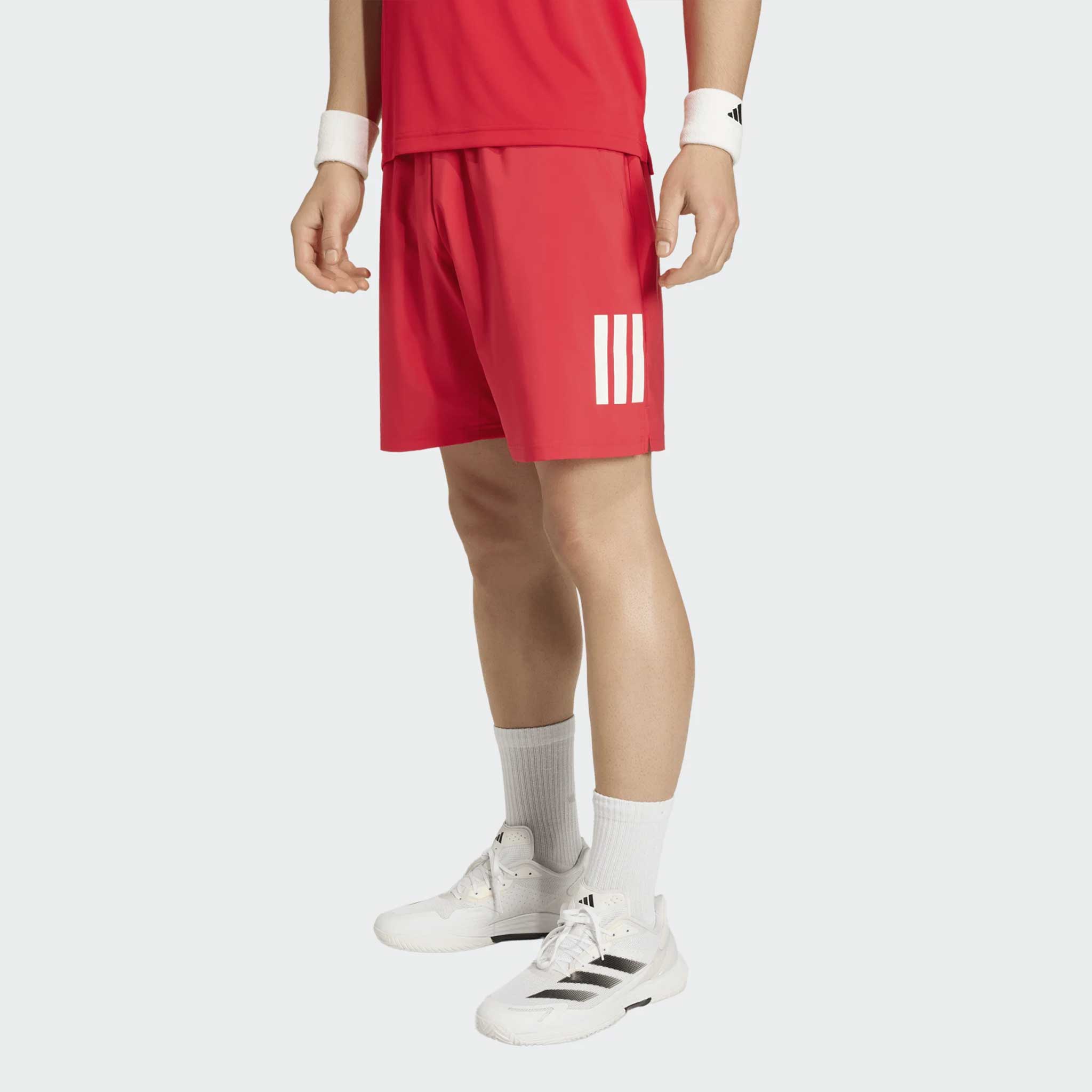 adidas Club 3-Stripe 9" Shorts 2025 Men's Tennis Apparel Pure Ruby