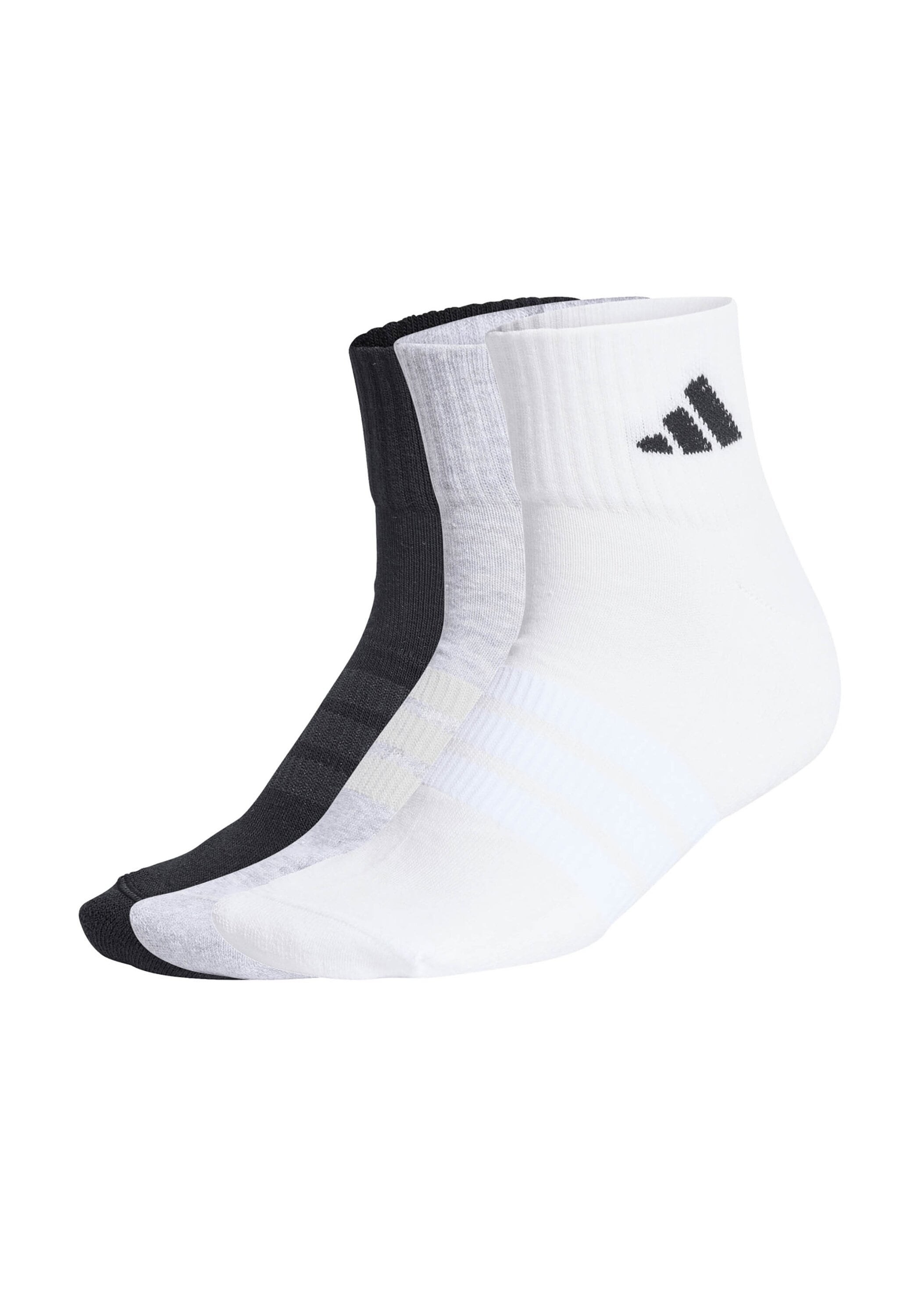 Kurzsocken ADIDAS ORIGINALS "Socken Cushioned Sportswear Ankle Socks 3er Pack", Herren, Gr. 37-39, bunt (schwarz, grau, weiß), Obermaterial: 57% Baumwolle CO. 40% Polyester PES. 2% Elasthan EL. 1% Polyamid PA., Socken Image