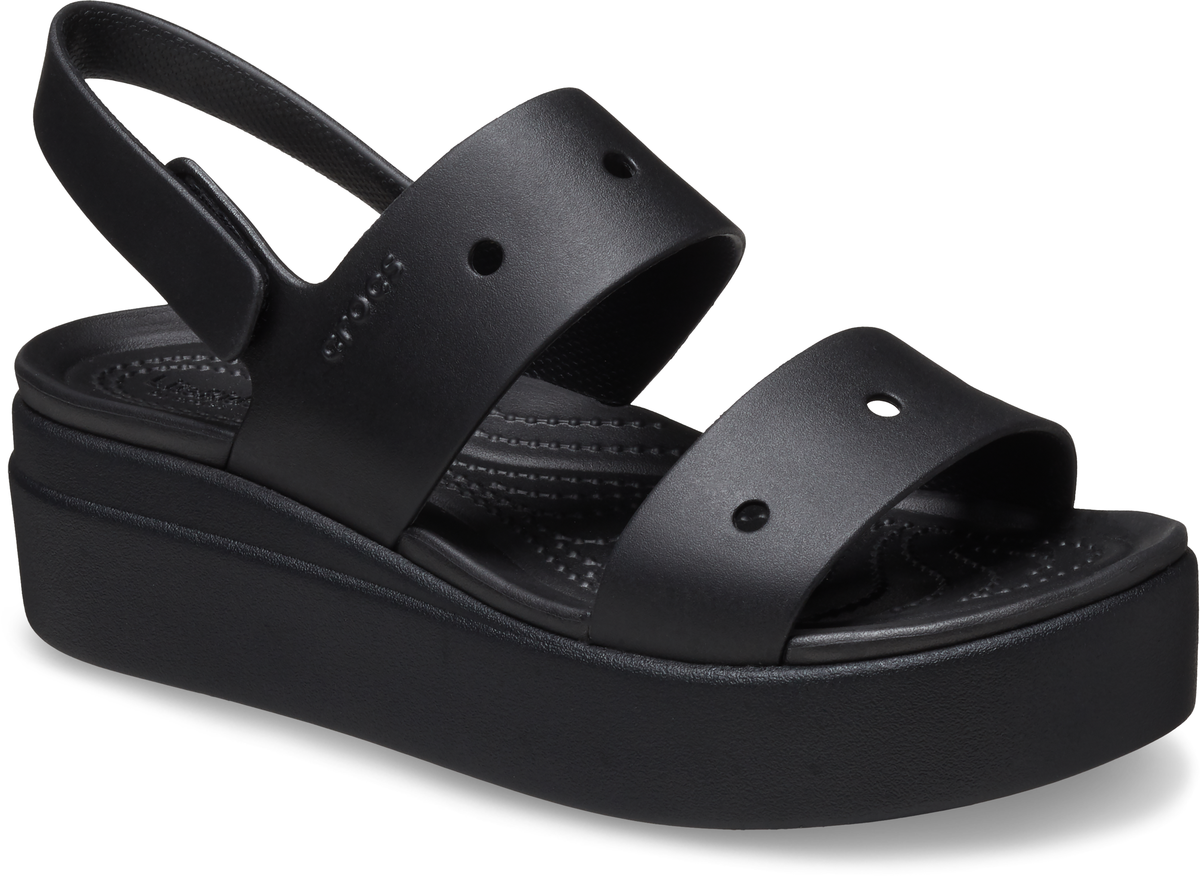 Plateausandale CROCS "Brooklyn 4U", Damen, Gr. 41, schwarz, Croslite™, unifarben, Schuhe, Sommerschuh, Sandalette, Riemchensandale mit Klettverschluss