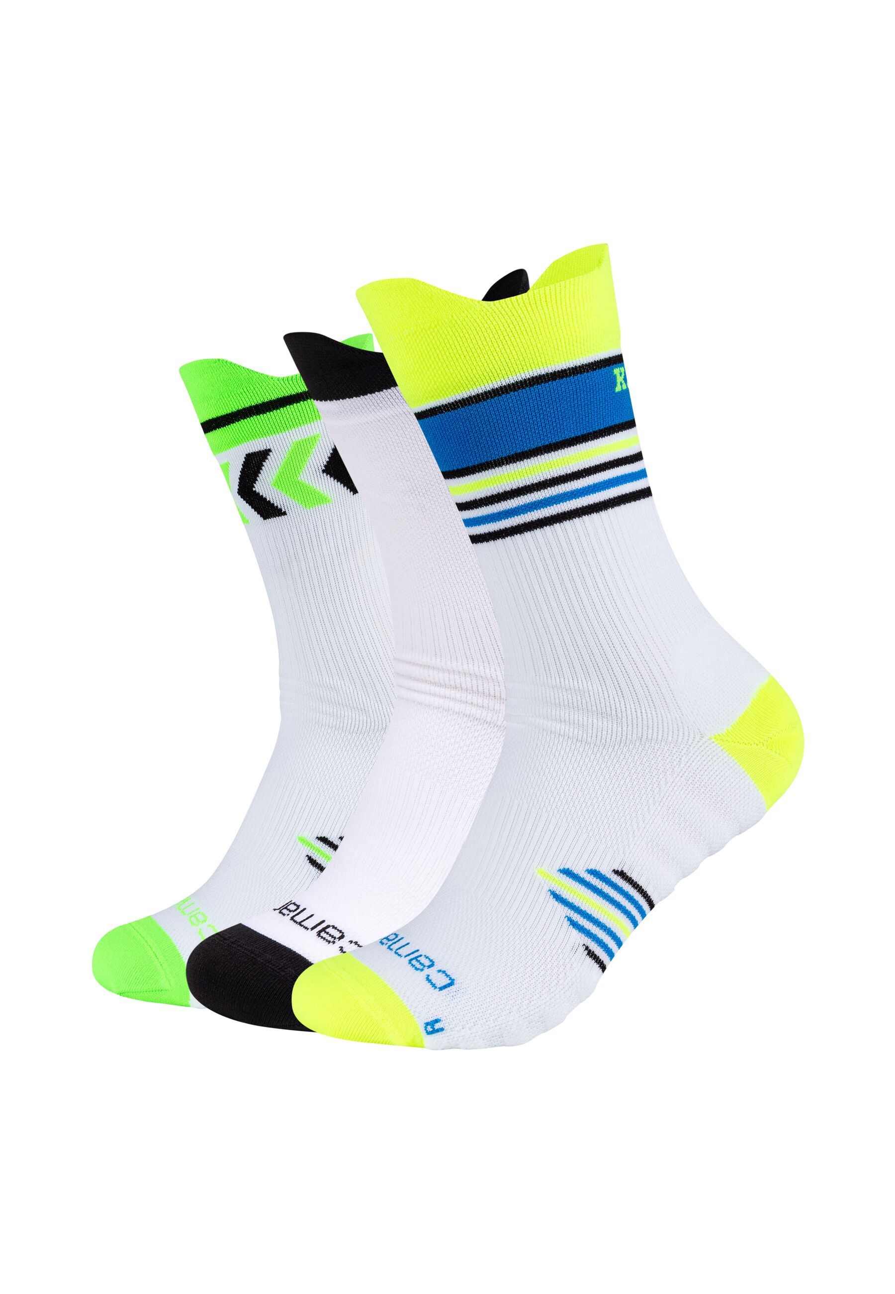 Sportsocken CAMANO "performance training light 3er Pack", Damen, Gr. 35-38, electric blau lemonade, 94% Polyamid, 5% Elasthan, 1% Polyester, mehrfarbig, Socken Sportsocken, 3er Pack Sportsocken mit optimalem Fußklima dank Mesheinsätzen Image