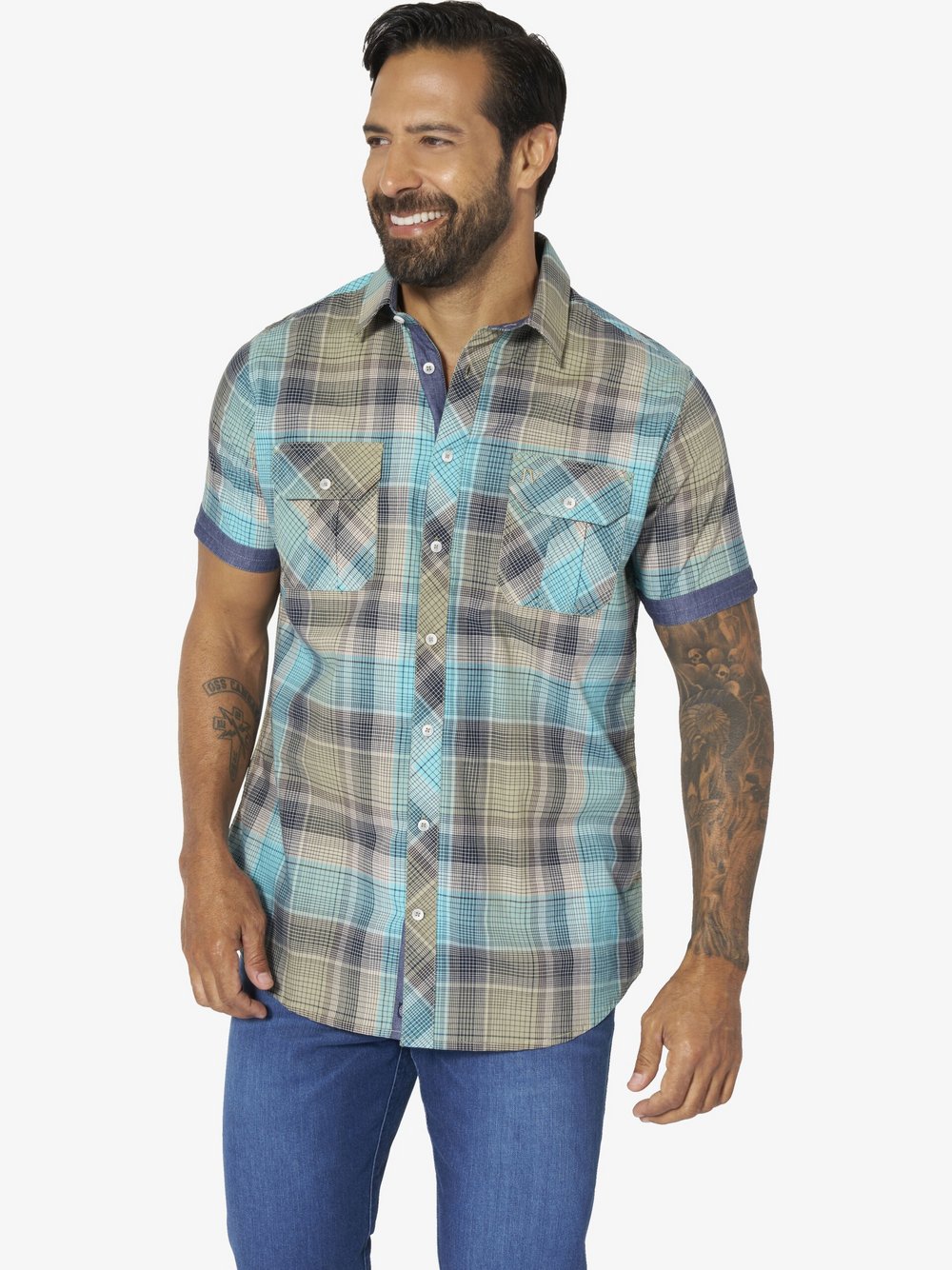 Jan Vanderstorm Kurzarmhemd Herren Comfort Fit Baumwolle beige, 6XL Image