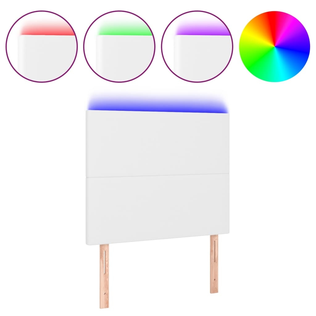 vidaXL LED Kopfteil Weiß 80x5x118/128 cm Kunstleder Image