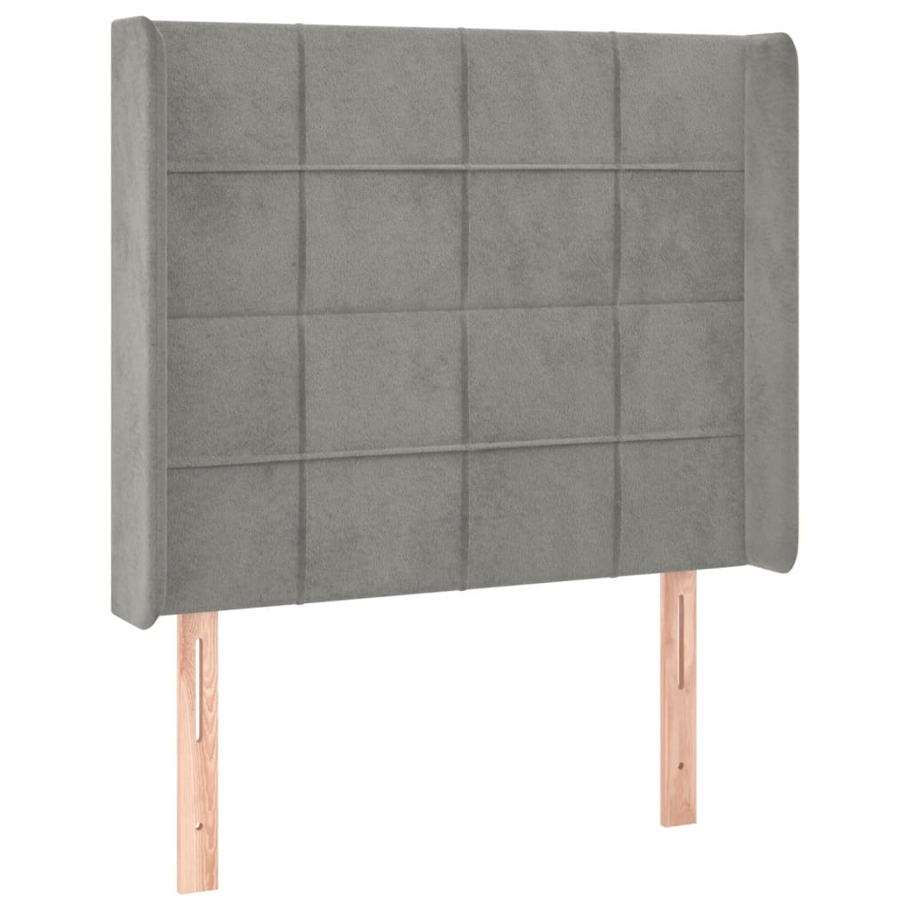 vidaXL LED Kopfteil Hellgrau 103x16x118/128 cm Samt Image