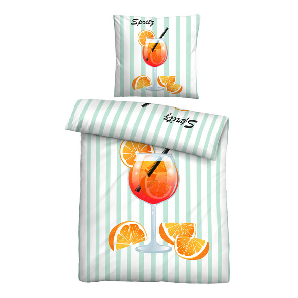 biberna Linon Bettwäsche Spritz mint, 1x 135x200 cm + 1x 80x80 cm Image