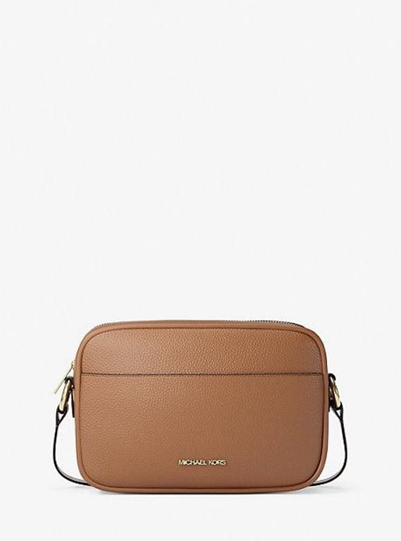 Jet Set Large Pebbled Leather Camera Crossbody Bag - Brown - Michael Kors Shoulder Bags