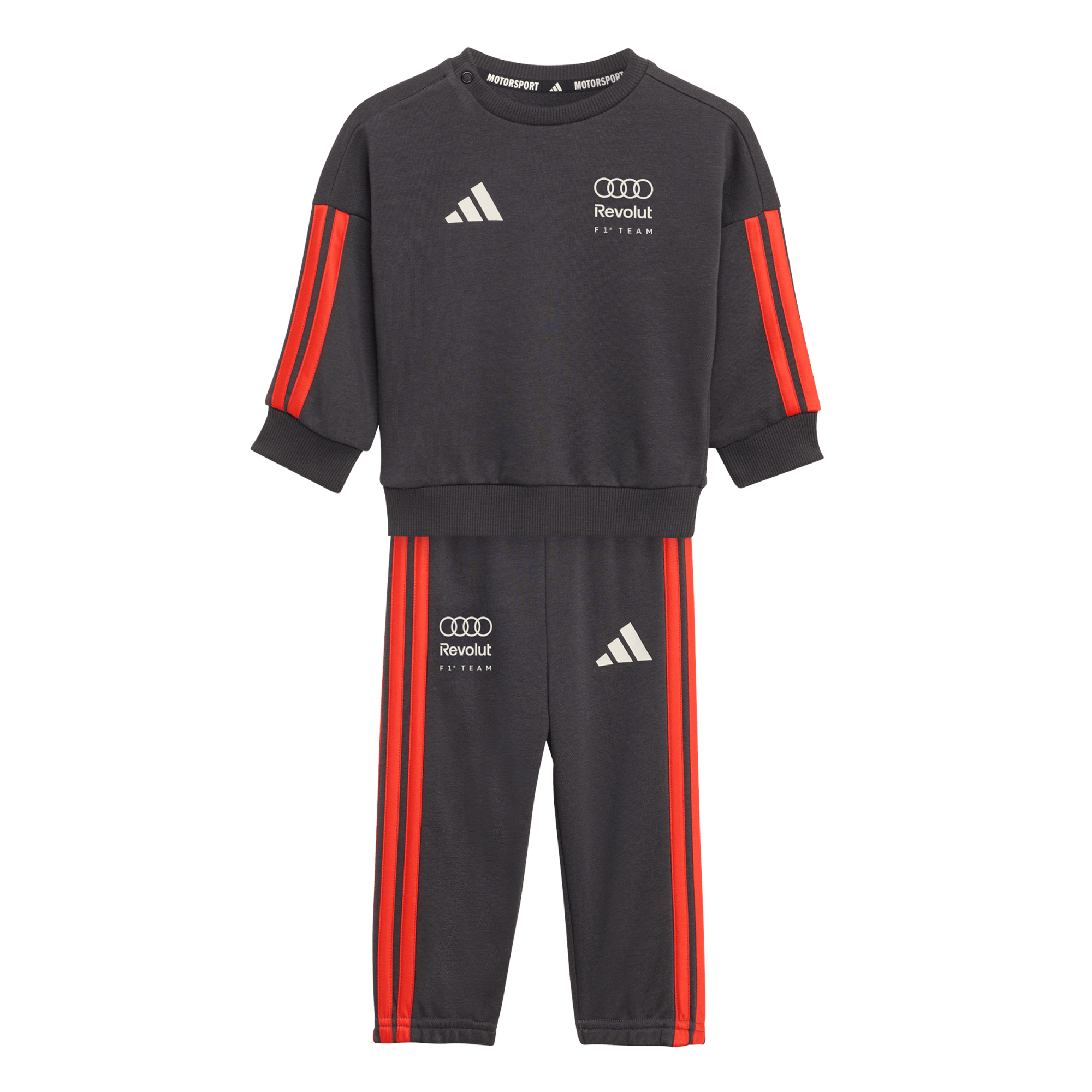 Audi F1 adidas DNA Crew & Jogginghose-Set – Schwarz – Kleinkinder