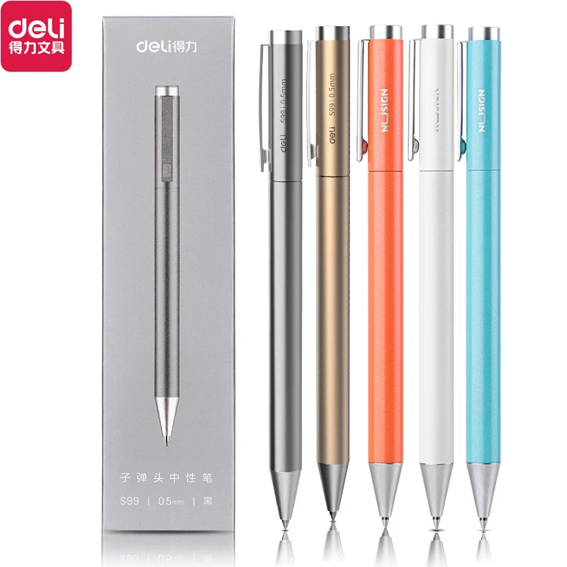 Xiaomi Deli Penna con segno in metallo Penna a sfera Penna per firma 0,5 mm Gel PREMEC Liscio Svizzera Ricarica Inchiostro nero Penna per scrittura per ufficio scuola