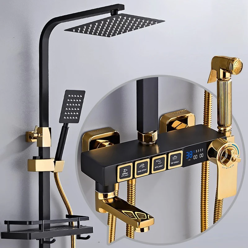 Ensemble de douche de salle de bains numérique, mitigeur de salle de bains chaud et froid en laiton de qualité, pomme de douche de pluie, système de douche thermostatique pour salle de bain