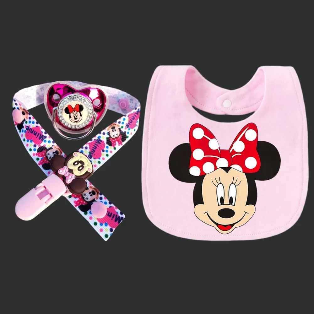 Attache-tétine pour bébé, mignonne, avec chaîne de maintien, pour tétine de nouveau-né, bavoir à imprimé dessin animé, vaisselle pour bébé pour le développement des dents