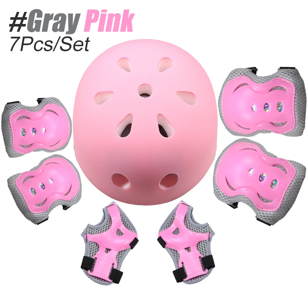 7-teiliger Kinder-Fahrradhelm, Kleinkind-Helm für Jugendliche und Erwachsene, Knieschoner, Ellenbogenschoner, Handgelenkschutz, Schutzausrüstungsset für Skateboard, Fahrrad Image