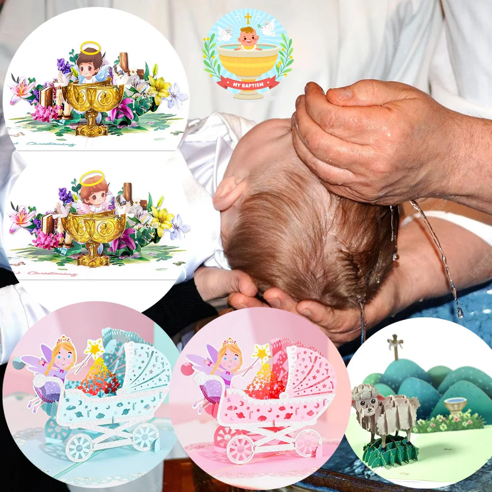 3D Pop Up Taufe Karte handgemachte Baby Taufe Grußkarte Neugeborenen Segen Andenken Baby Dusche Geschenk religiöse Karte für Gott Image