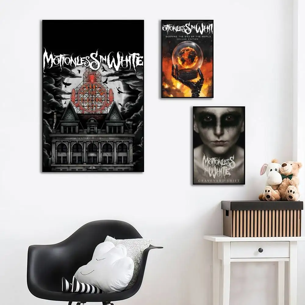 Band M-Motionless in W-White Afraid Of The Dark Eleganter Mode-Poster-Aufkleber für Wohnzimmer, Schlafzimmer, Wohnheim-Dekoration