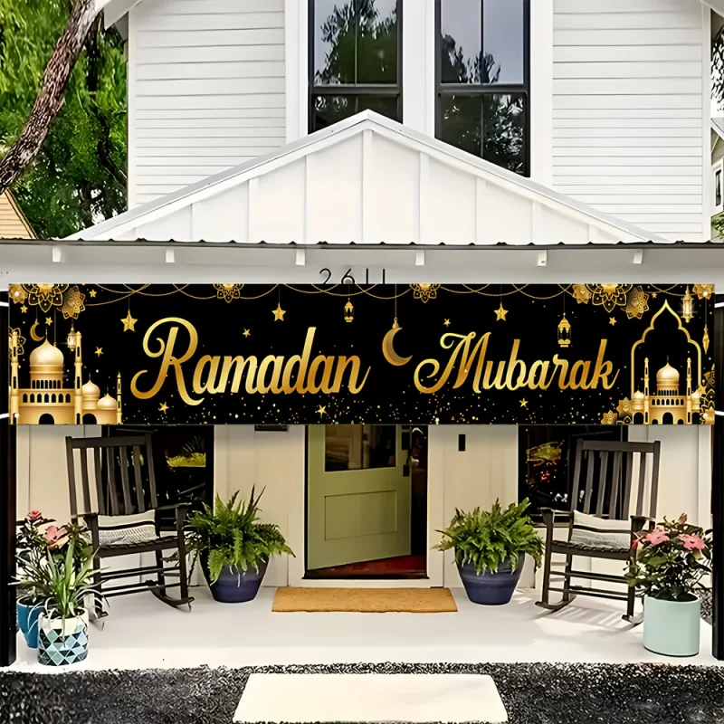 VIKAMA Ramadan-Feierbanner Langlebige Polyesterfaser Innen- und Außendekoration Ramadan-Partybanner Image