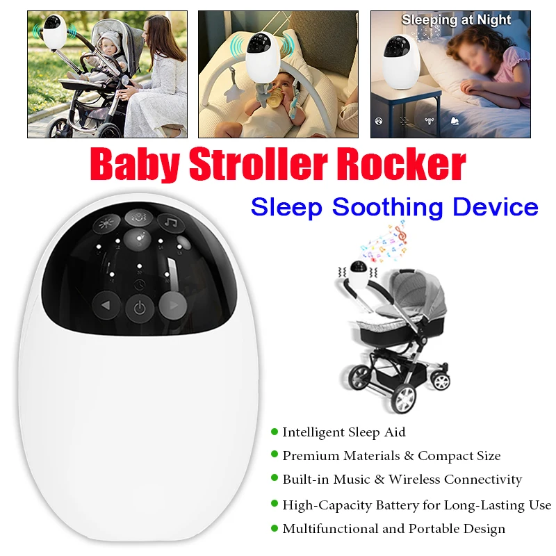 Tragbarer Baby-Kinderwagen-Schaukler mit Nachtlicht, weißem Rauschen, kabellosem Bluetooth und Vibrationsfunktion zur Schlafunterstützung Image