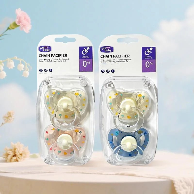 Neuer 2er-/4er-Pack Baby-Schnuller mit Abdeckung, bedruckter Schnuller mit rundem Kirschsauger, perfektes Babyparty-Geschenk für frischgebackene Eltern Image