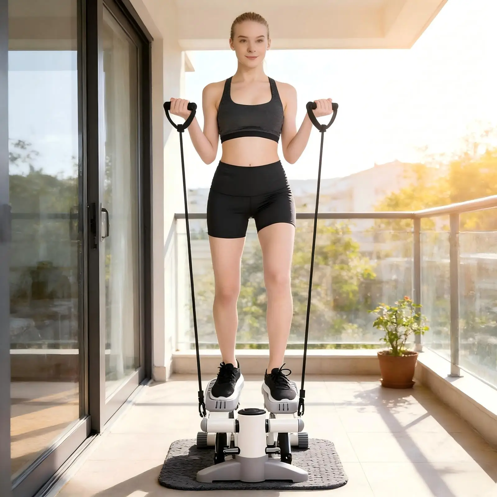 Grauer Fitness-Stepper, tragbarer Fitness-Stepper, Fitness-Mini-Stepper für Zuhause, Büro, Workout, Fitnessstudio, zum Abnehmen, zur Körperformung usw.