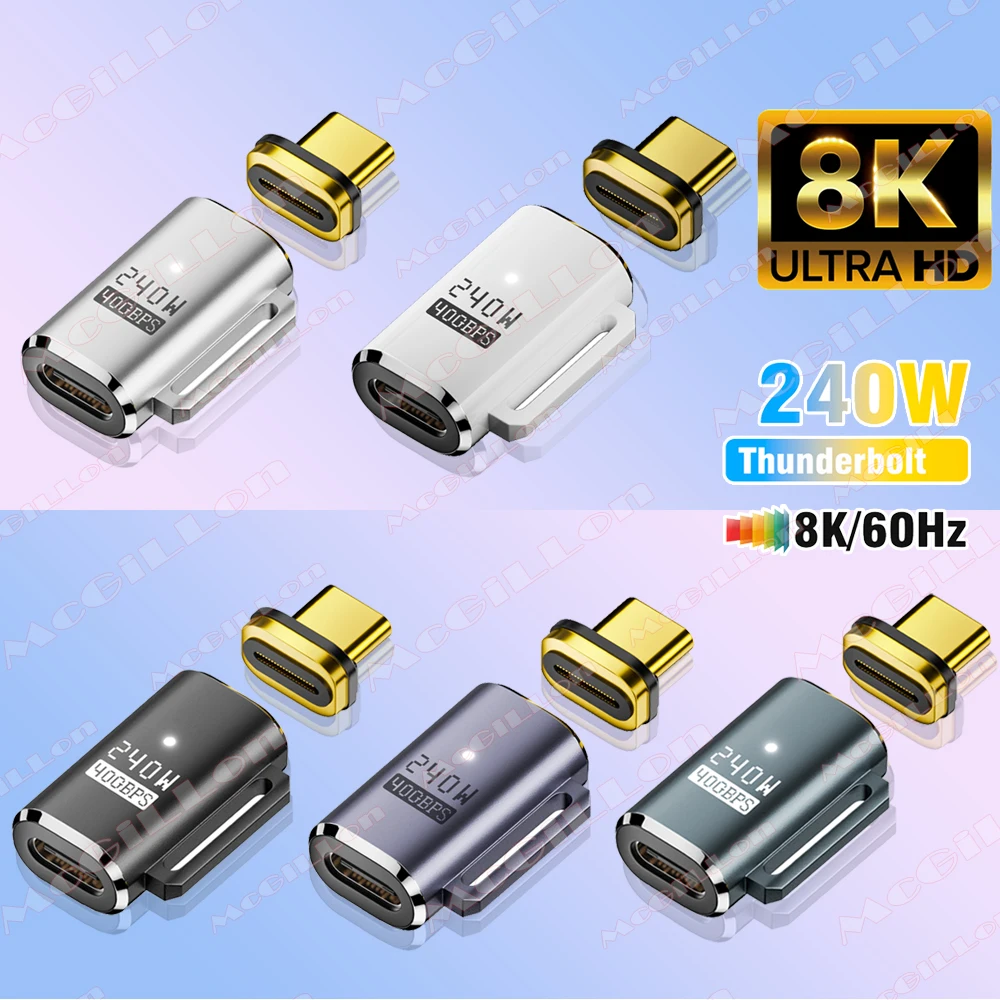 USB4.0 Thunderbolt4 Magnetischer USB-C-zu-Typ-C-Adapter 240 W 40 Gbit/s Schnelllade-Magnet-Ladekonverterkabel 8K bei 60 Hz USB-C-Anpassung Image
