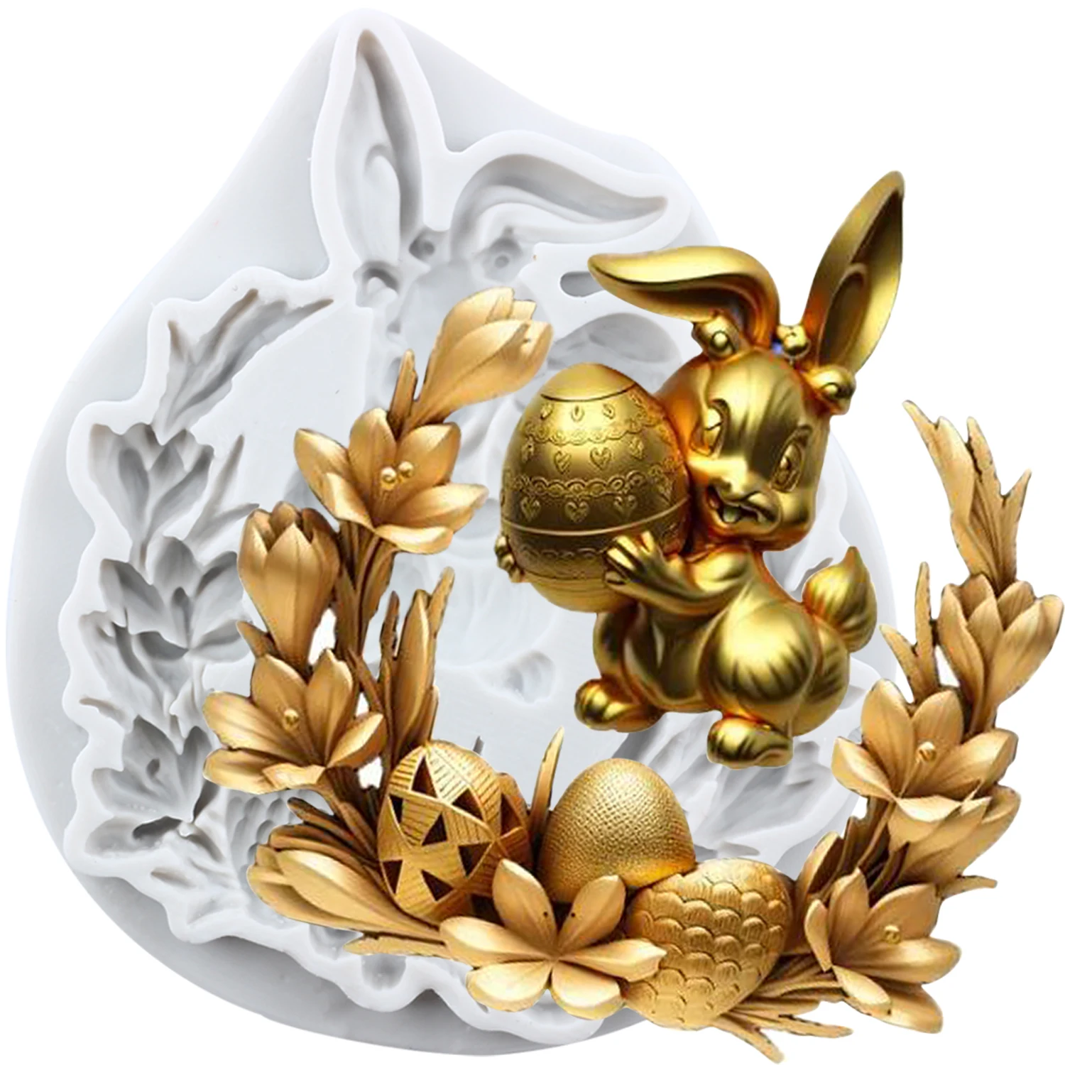 Osterhase Silikonformen Kaninchen Osterei Fondant Kuchen Dekorieren Werkzeuge Cupcake Topper Süßigkeiten Handwerk Gum Paste Polymer Clay Image