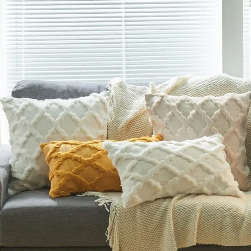 30 x 50 cm, 45 x 45 cm, 50 x 50 cm, ultraweicher Kissenbezug, Kunstpelz, luxuriöser Plüsch, dekoratives Geschenk, Kissen für Sofa, Schlafzimmer, Weiß