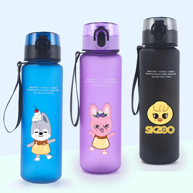 650 ml Skzoo Kinder Sport Wasserflasche Cartoon Tiere Kinder Outdoor Strohflaschen Niedlicher Druck Junge Mädchen Auslaufsicher Trinkbecher Image
