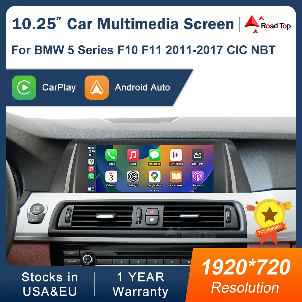 10,25 1920*720 Multimedia Display Für BMW 5er F10 F11 2011-2017 CIC NBT Touchscreen Drahtlose Carplay android auto Image