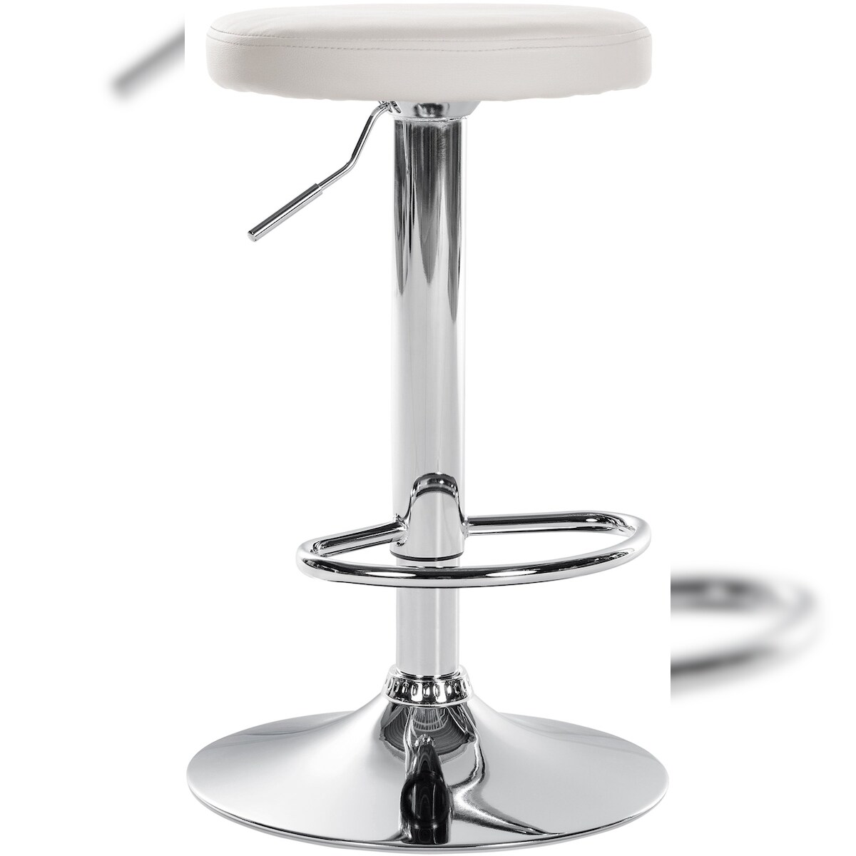 DELUKE Barhocker KAZON - Kunstleder Weiß 38.5x38.5x60 cm Silber | Barstuhl Höhenverstellbar Tresenhocker Tresenstuhl Kneipenhocker Kneipenstuhl Image