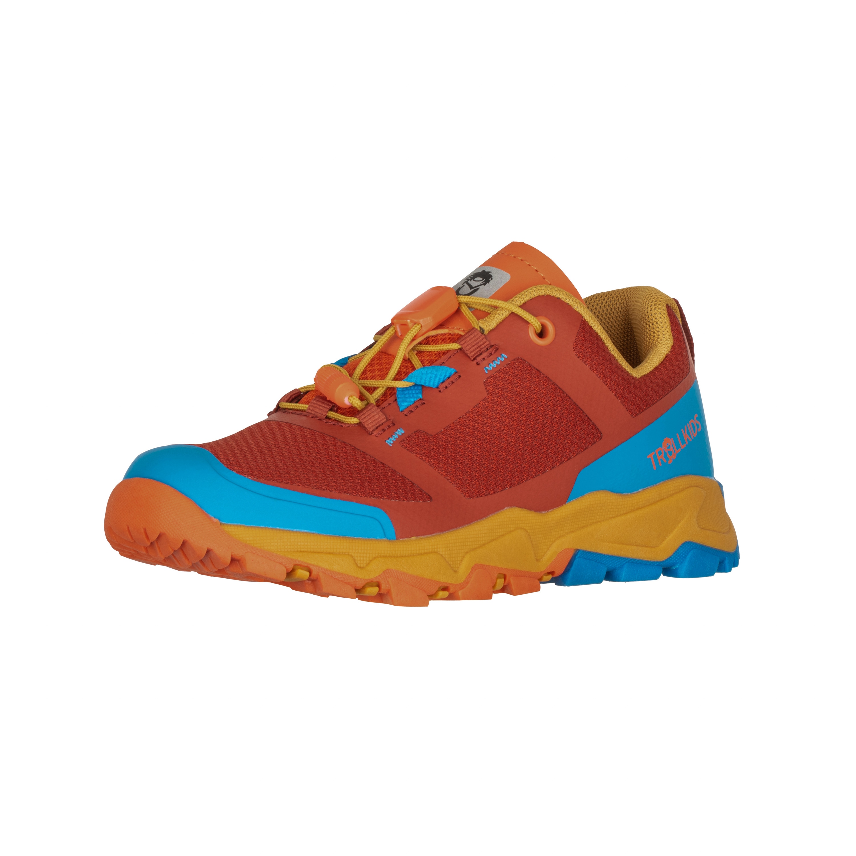 Outdoorschuh TROLLKIDS "KIDS SANDEFJORD HIKER XT", Kinder, Gr. 36, rot clay, dynamic blau, mustard, Synthetik, Schuhe Outdoorschuh, wasserdicht
