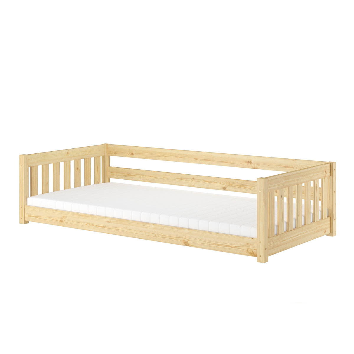 Erst-Holz Niedriges Kinderbett Bodenbett 90x200 Kiefer massiv Zubehör wählbar V-60.28-09 Rollrost und Matratze inkl. Image