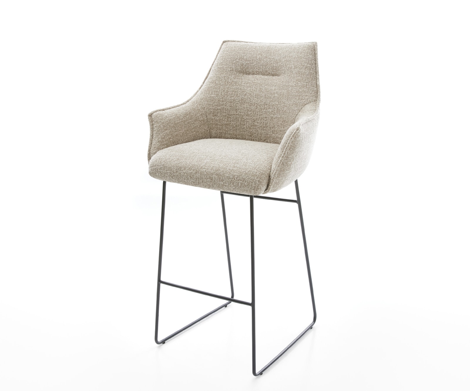 DELIFE Barstuhl Alja-Flex Webstoff Soft Beige Kufengestell Metall Schwarz Taschenfederkern, Barstühle Image