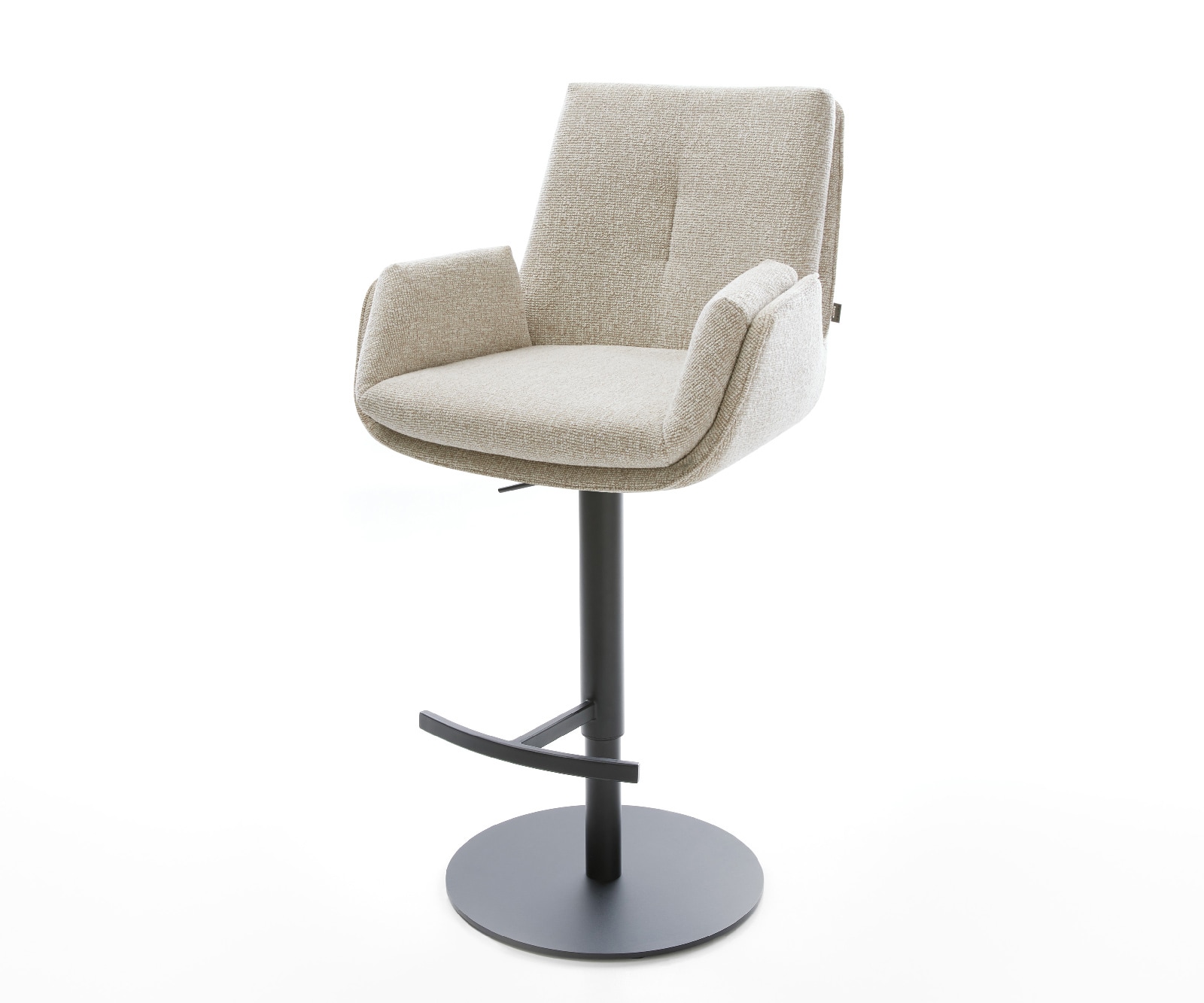 DELIFE Barstuhl Clea-Flex Webstoff Soft Beige Drehfuß höhenverstellbar Metall Schwarz, Barstühle Image