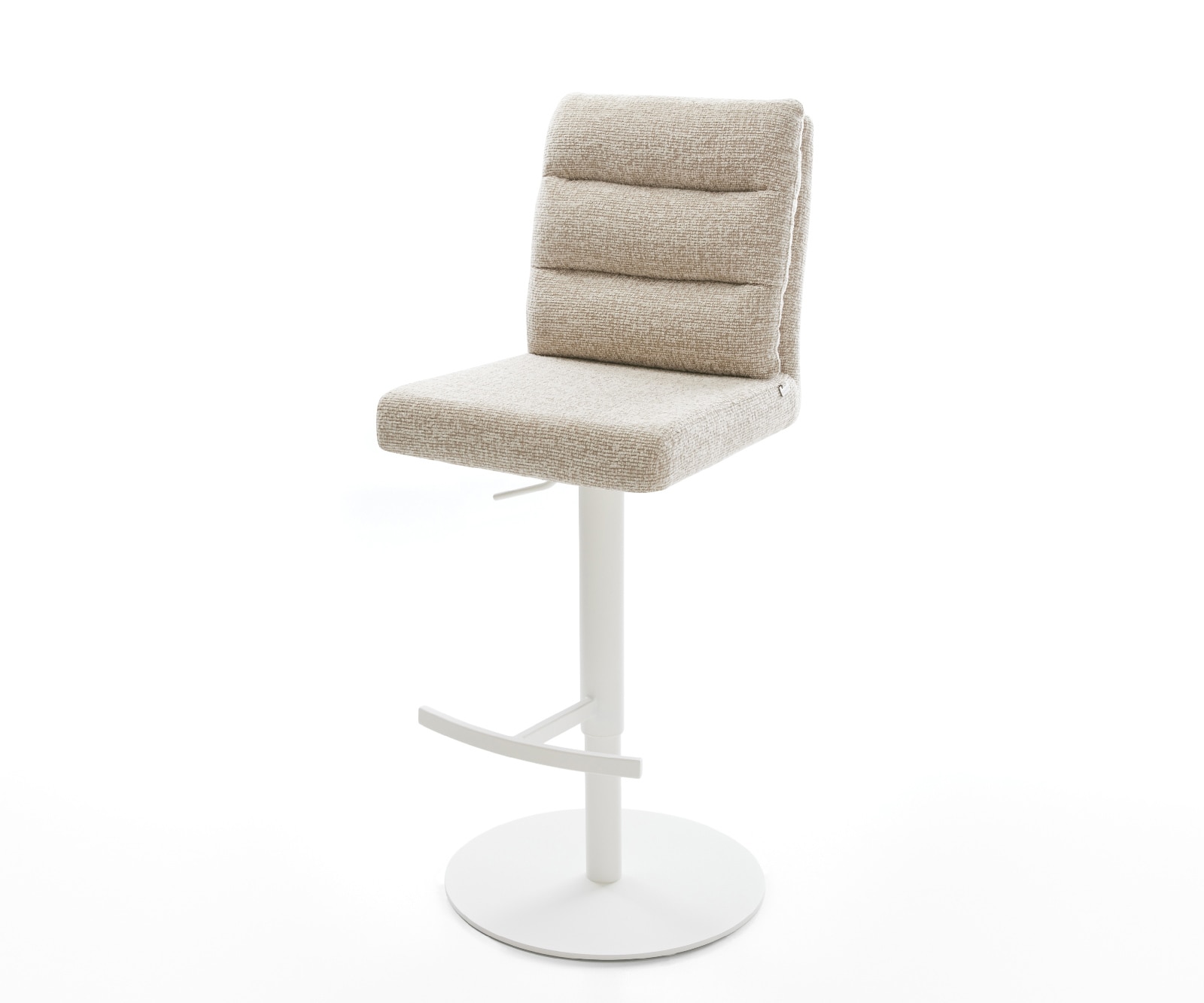 DELIFE Barstuhl Pela-Flex Webstoff Soft Beige Drehfuß höhenverstellbar Metall Weiß, Barstühle Image
