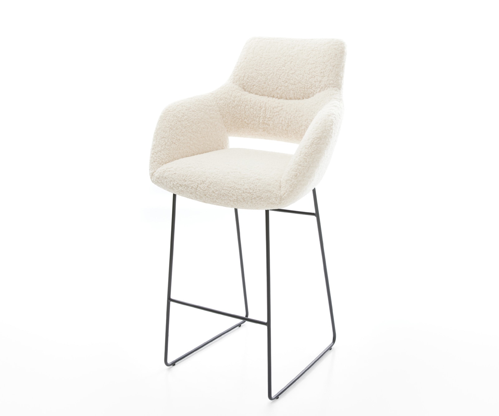 DELIFE Barstuhl Yago-Flex Teddystoff Beige Kufengestell Metall Schwarz Taschenfederkern, Barstühle Image