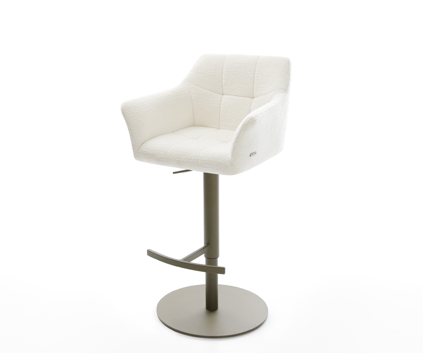DELIFE Barstuhl Yulo-Flex Bouclé Soft Beige Drehfuß höhenverstellbar Metall Titanfarben, Barstühle Image