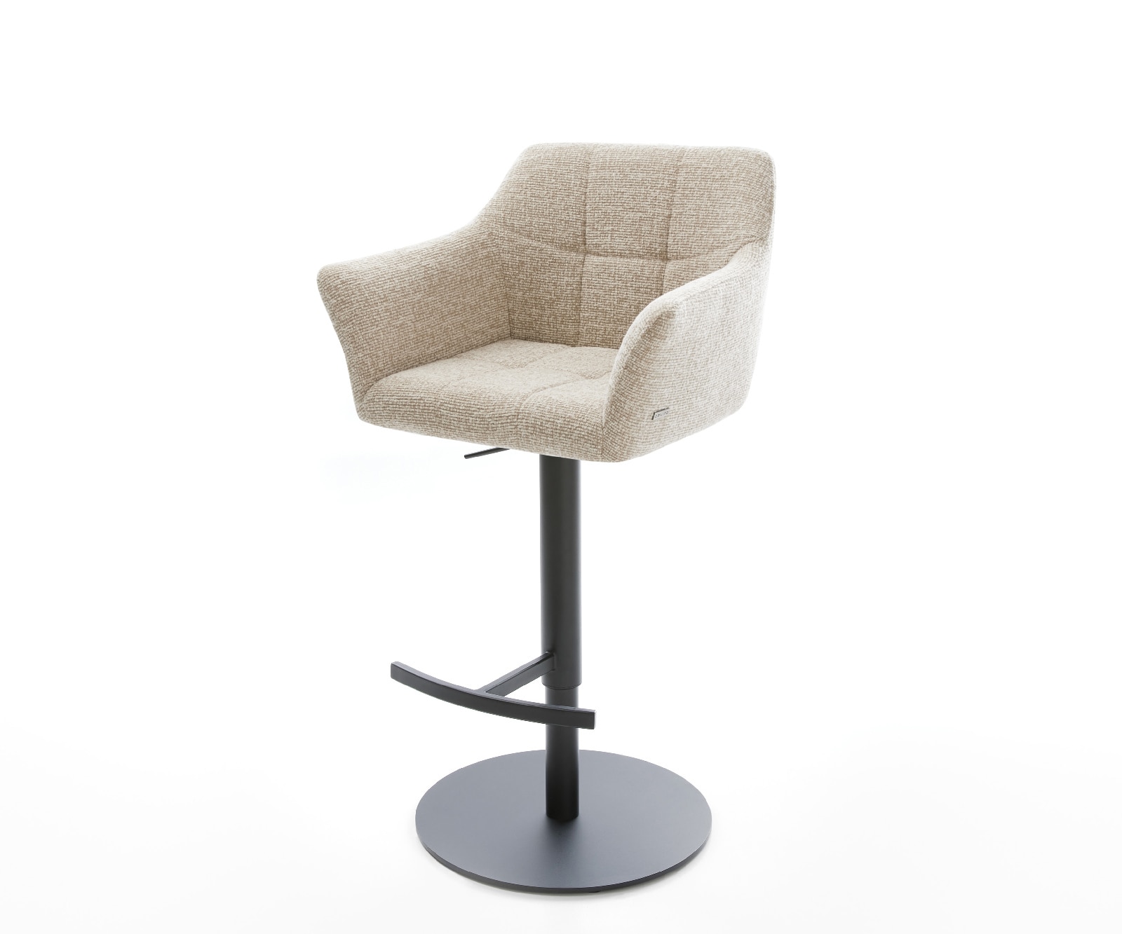DELIFE Barstuhl Yulo-Flex Webstoff Soft Beige Drehfuß höhenverstellbar Metall Schwarz, Barstühle Image