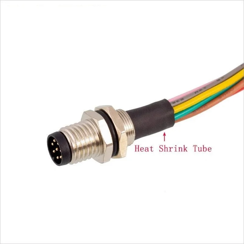 M8-Buchse, 3 4, 5, 6, 8 Pins, männlich, weiblich, hinten vorne, Metallbuchse mit 30 cm elektronischem Kernkabelbaum Image