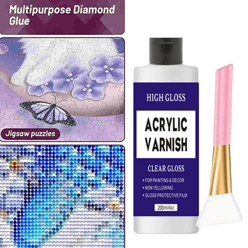 Acryl-Künstlerlack -60/120/20 ml, Acrylfarben-Dichtstoff, DlY-Diamant-Malerei-Kleber, Finish mit funkelndem Effekt Image