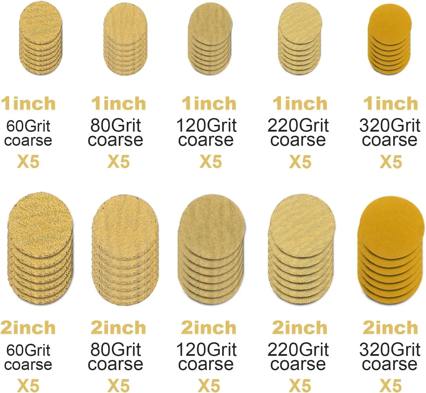 55 Stück 1+2 Zoll Schüsselschleifer-Set Schleifblock Holzdrehwerkzeuge mit 50 Stück Klett-Schleifscheiben 1" 2" Trägerplatten für Holz Image