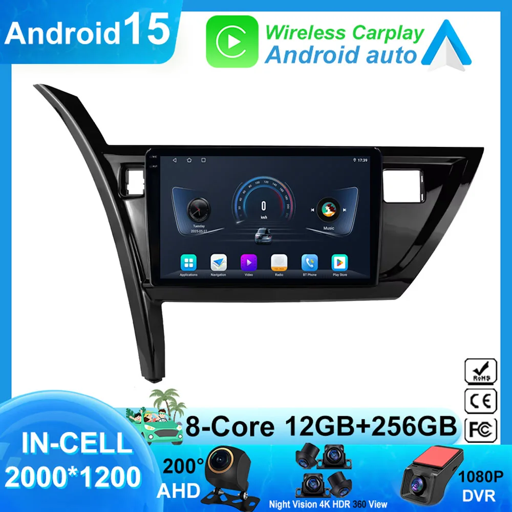 Android Für Toyota Corolla 11 Auris E180 2017 2018 2019 Auto Radio Multimedia GPS Stereo BT Auto Carplay KEINE 2din Bluetooth WIFI Image