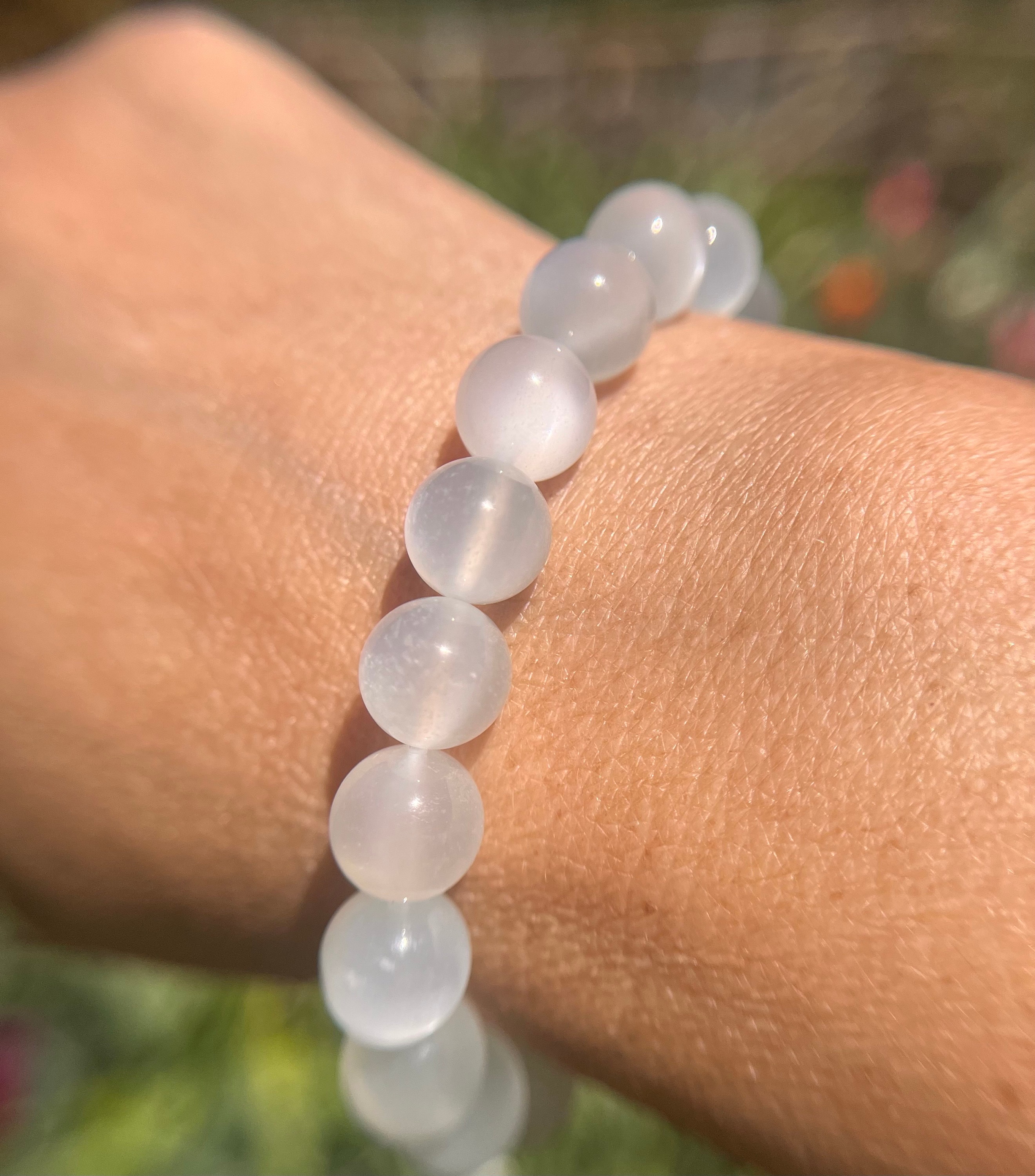 Braccialetto Flash in pietra di luna bianca di altissima qualità, 11,5 mm, 10,5 mm, 10 mm, 9,5 mm, 8,5 mm