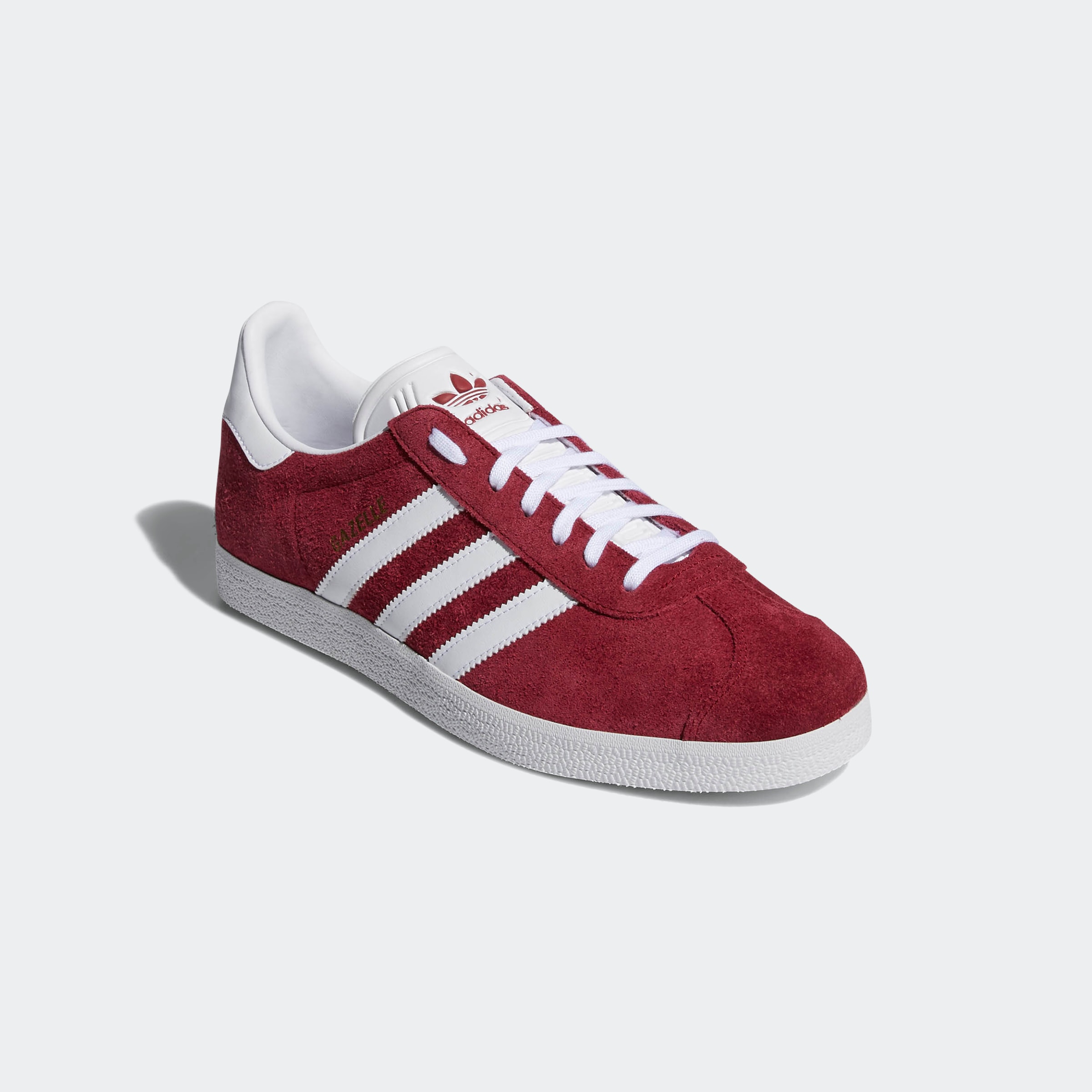 Sneaker ADIDAS ORIGINALS "GAZELLE", Herren, Gr. 39, rot (collegiate burgundy, ftwr weiß, gold metallic), Leder, Synthetik, Schuhe Damenschuh Skaterschuh Sneaker Sneaker low Retrosneaker