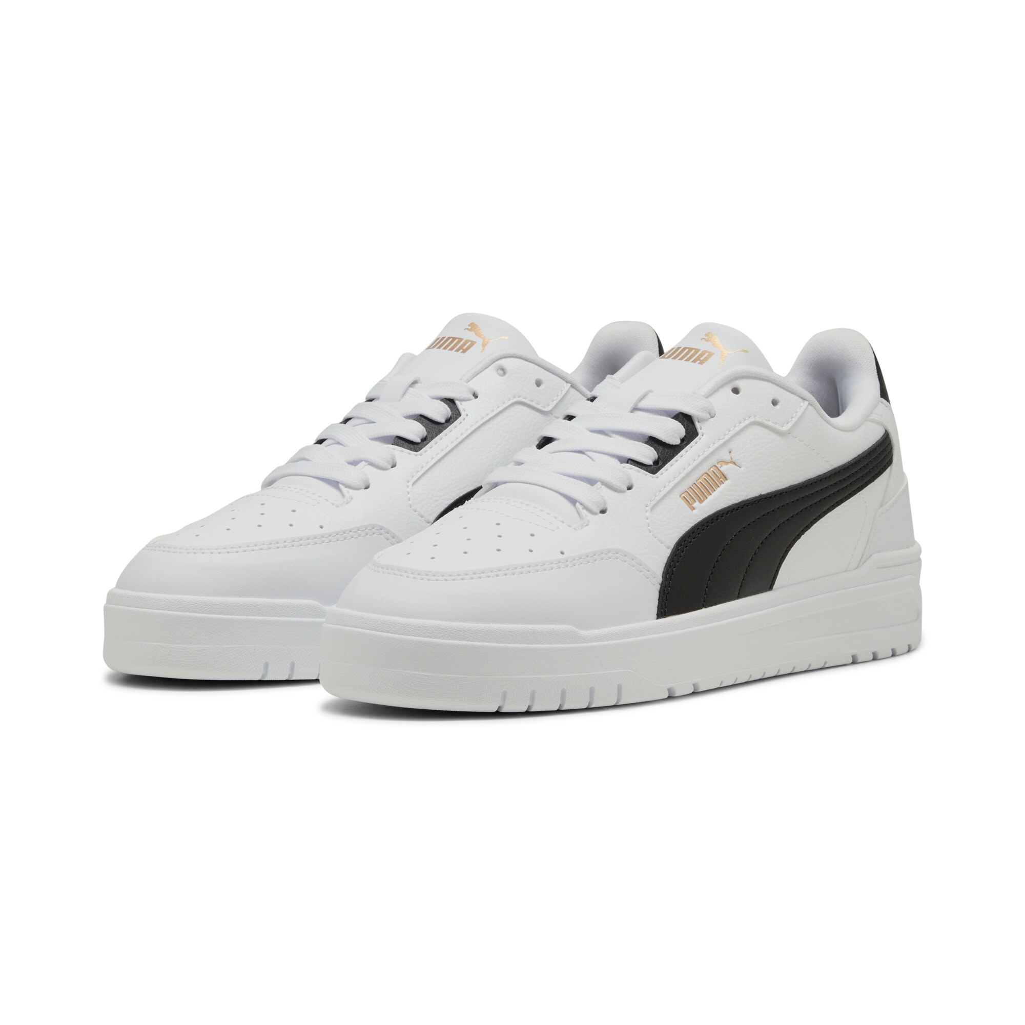 Sneaker PUMA "SHUFFLE DOWNTOWN", Damen, Gr. 45, puma weiß, puma schwarz, puma gold, Synthetik, Schuhe Sneaker