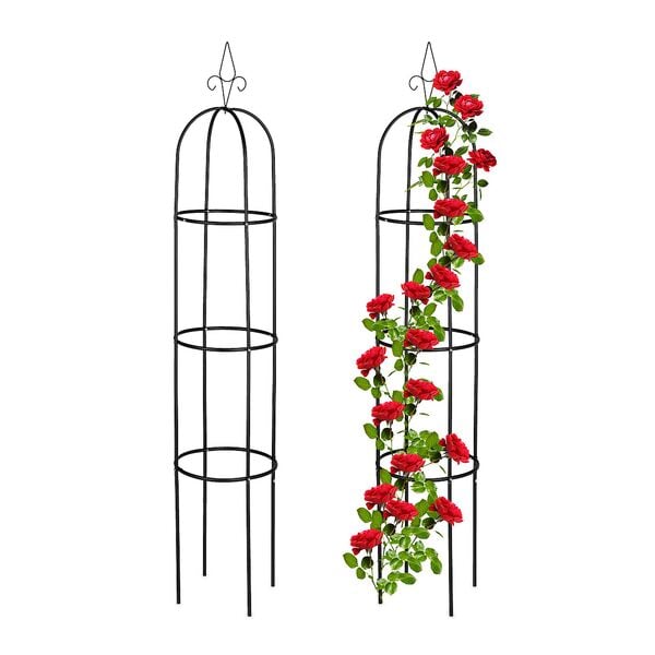 relaxdays 2er-Set Rankhilfe 200 cm schwarz schwarz