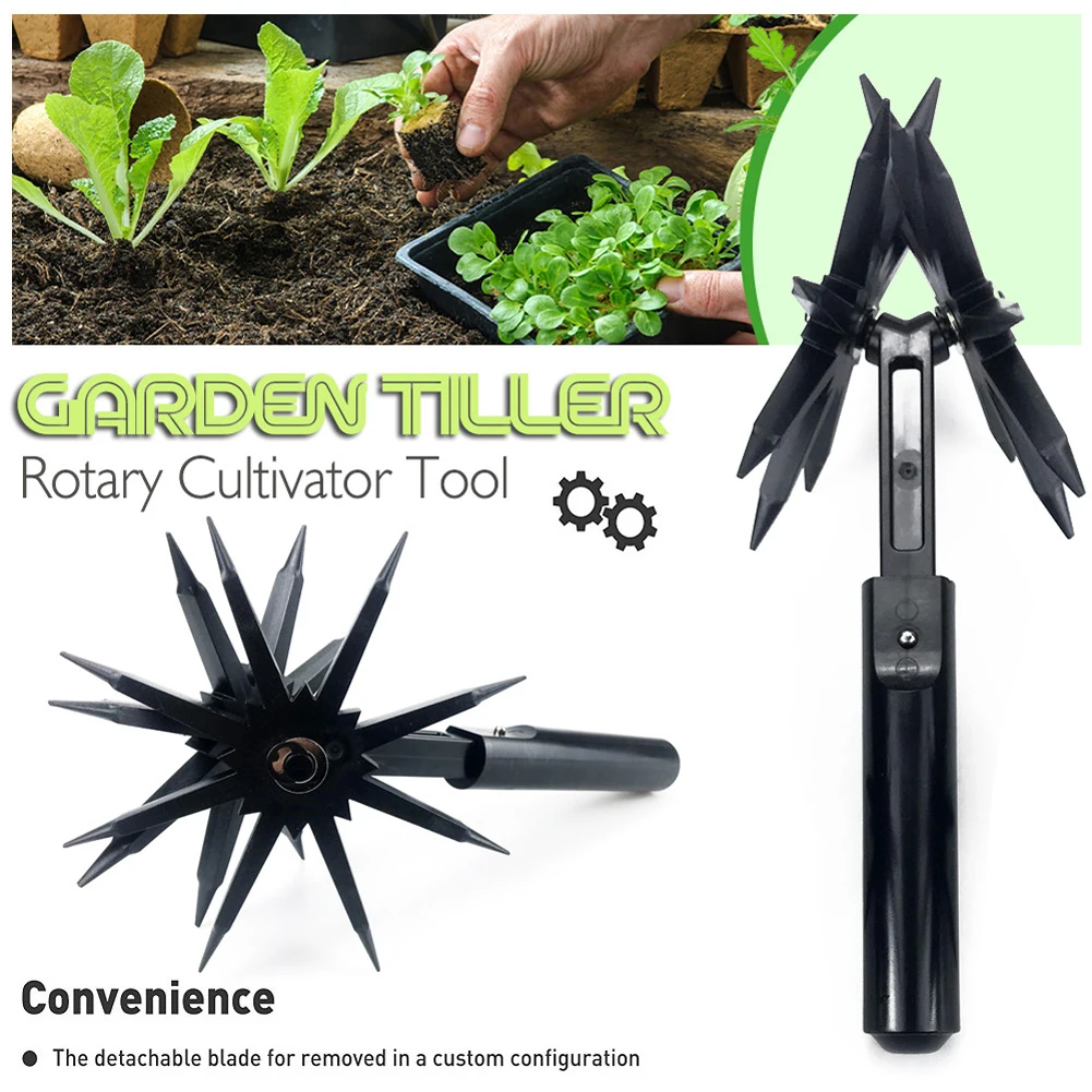 Attrezzo 2 in 1 per Scarificazione del Terreno da Giardino, Scarificatore per Prato, Motozappa Rotativa, Aeratore per Terreno, Strumento per Prato per Riuscita del Manto Erboso e Miscelazione del
